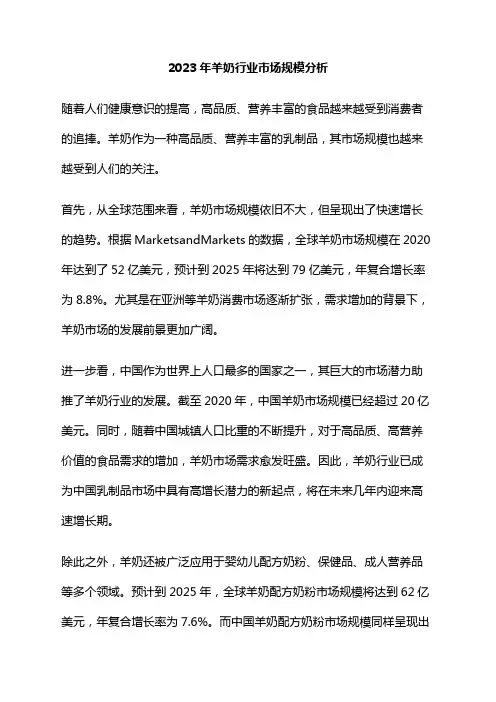 2023年羊奶行业市场规模分析