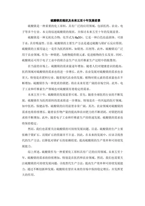 硫酸镁的现状及未来五至十年发展前景
