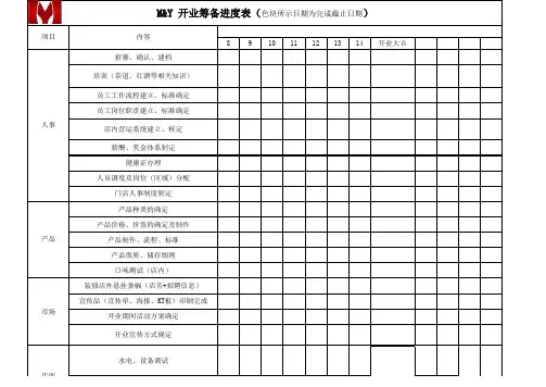 运营 开业筹备进度表