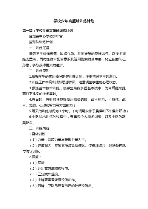 学校少年宫篮球训练计划
