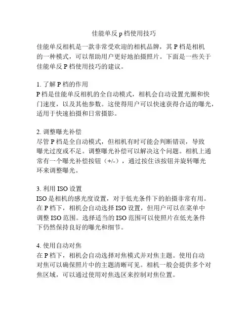 佳能单反p档使用技巧
