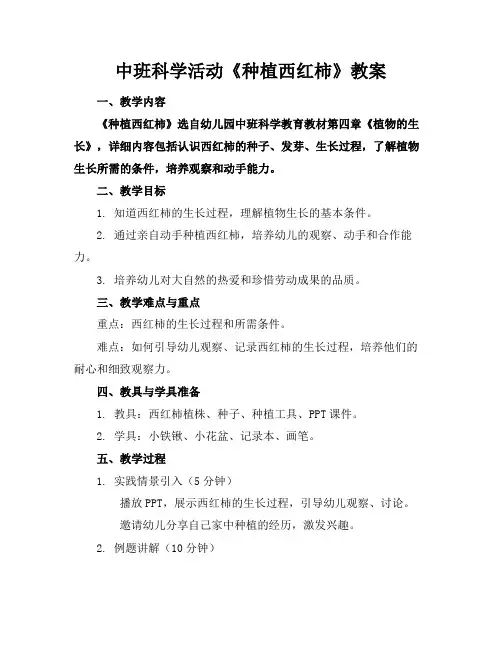 中班科学活动《种植西红柿》教案