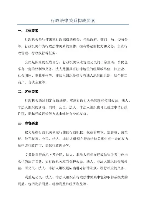 行政法律关系构成要素