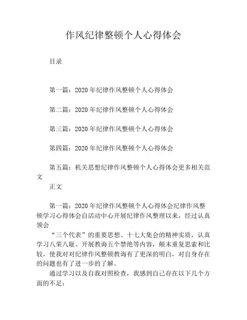 作风纪律整顿个人心得体会