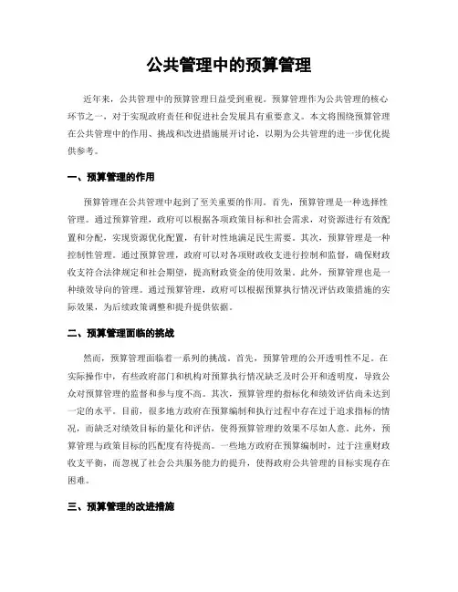 公共管理中的预算管理