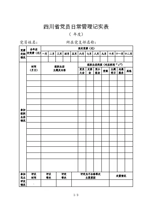 四川省党员日常管理记实表