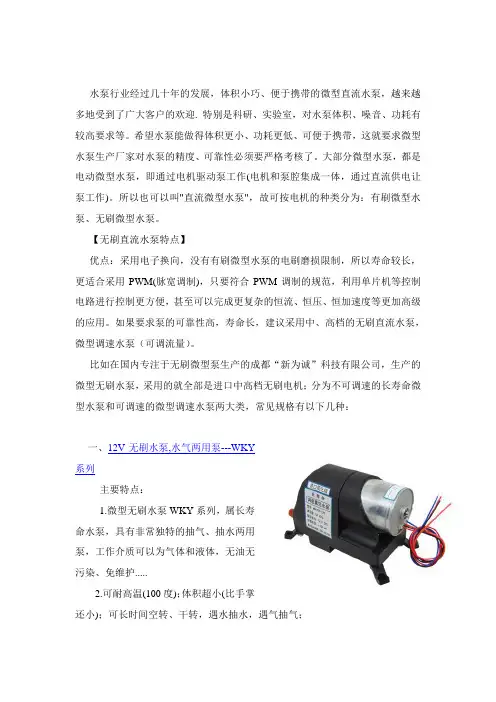12V-24V直流水泵型号与特点