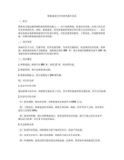 桥梁建设可行性研究报告范本