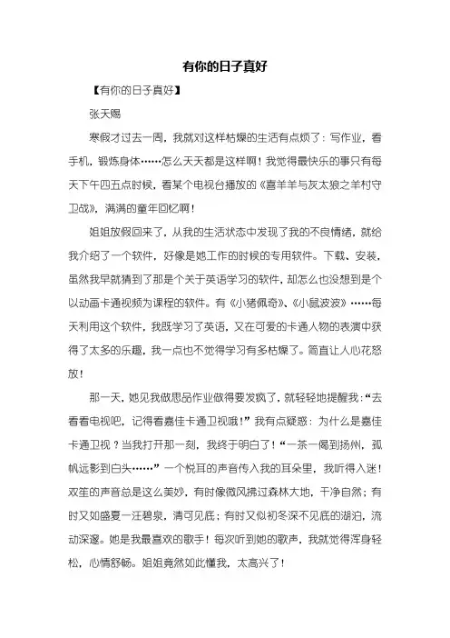 初三作文：有你的日子真好作文800字