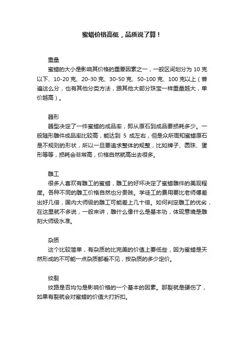 蜜蜡价格高低，品质说了算！
