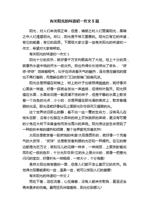 有关阳光的味道初一作文5篇