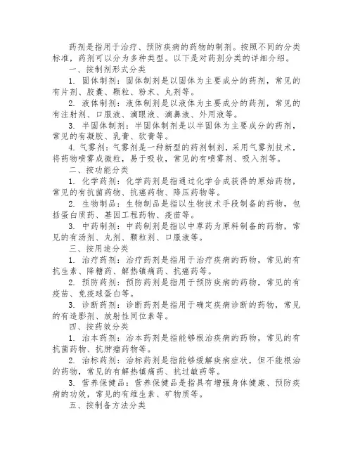 药剂的分类
