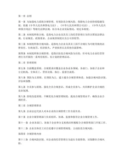 电力系统合规管理制度范本