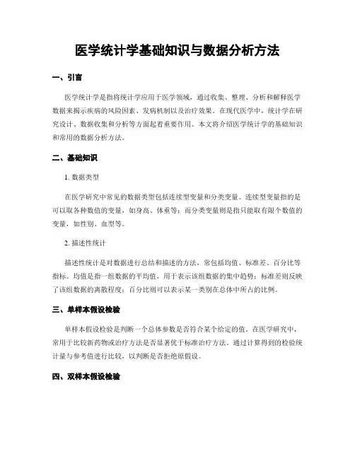 医学统计学基础知识与数据分析方法
