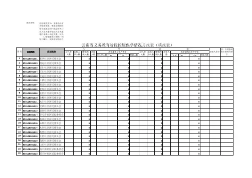 云南省义务教育阶段控辍保学情况月报表(宜良县孙家营小学)