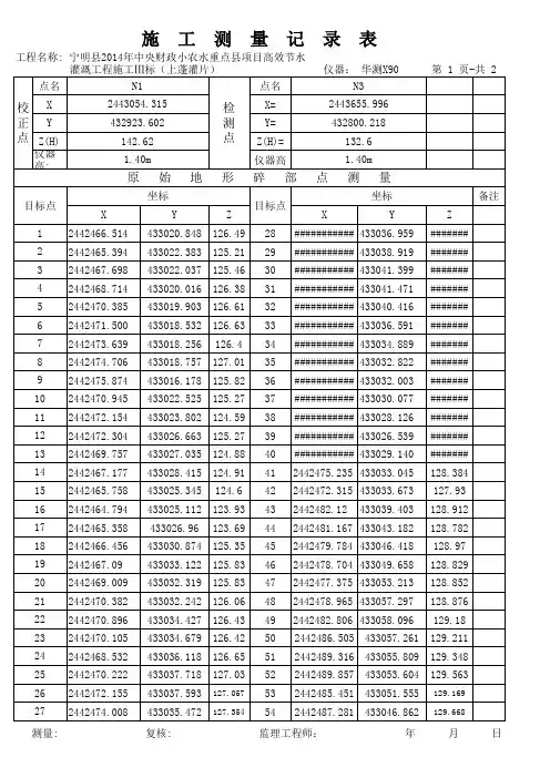 RTK测量记录表