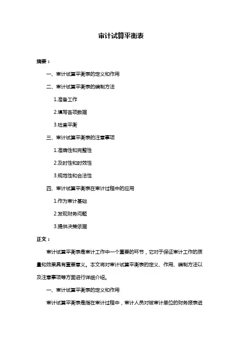 审计试算平衡表