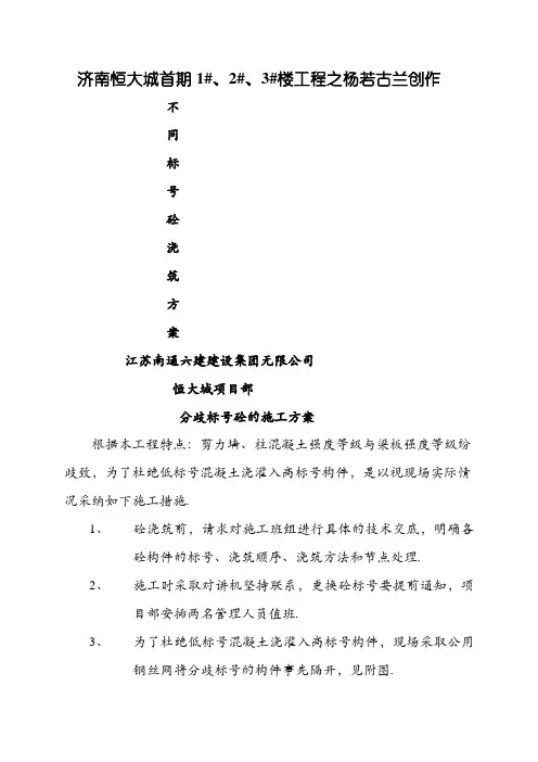 不同砼标号浇筑方案