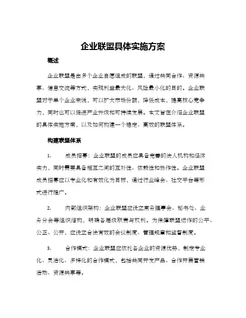 企业联盟具体实施方案