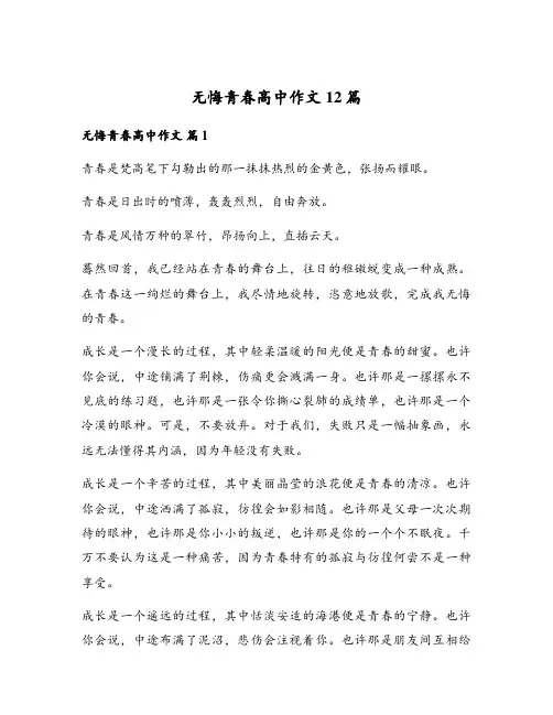 无悔青春高中作文12篇