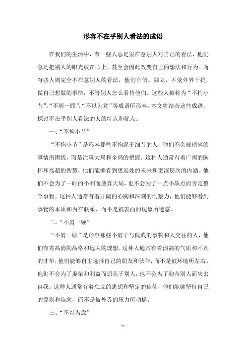 形容不在乎别人看法的成语