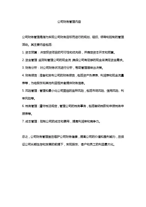公司财务管理内容