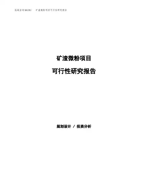 矿渣微粉项目可行性研究报告发改委立项模板