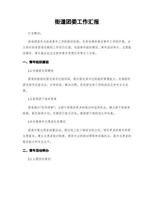 街道团委工作汇报
