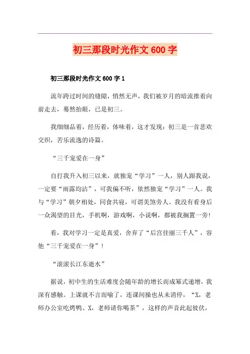 初三那段时光作文600字