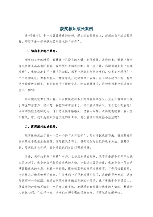 获奖教师成长案例