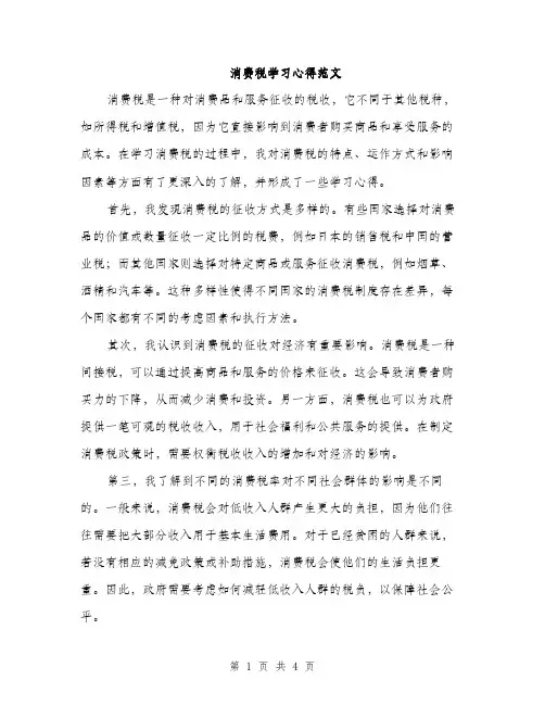 消费税学习心得范文（2篇）