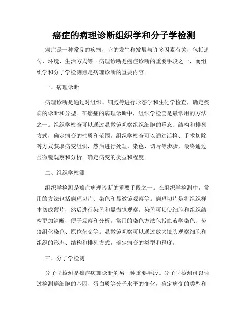 癌症的病理诊断组织学和分子学检测