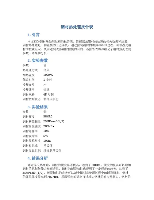 钢材热处理报告表