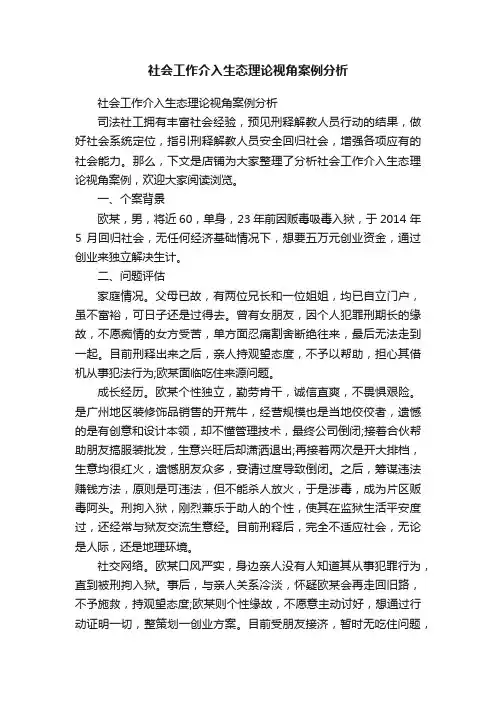 社会工作介入生态理论视角案例分析