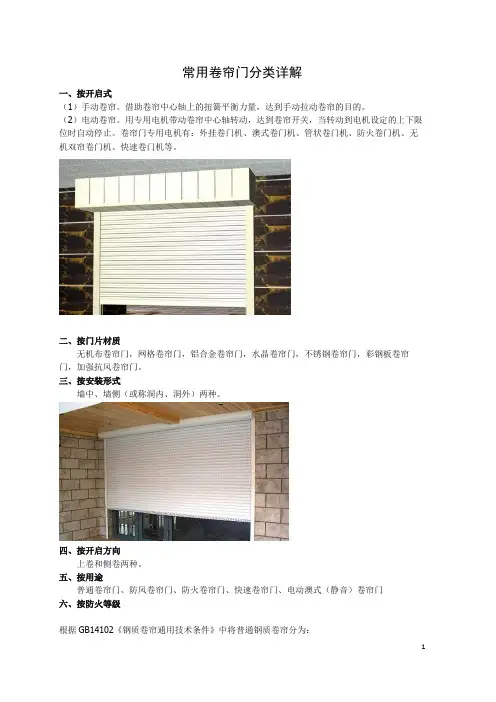 (完整版)常用卷帘门分类详解