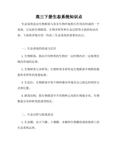 高三下册生态系统知识点