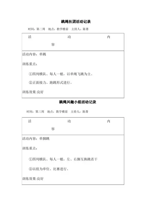 跳绳社团活动记录