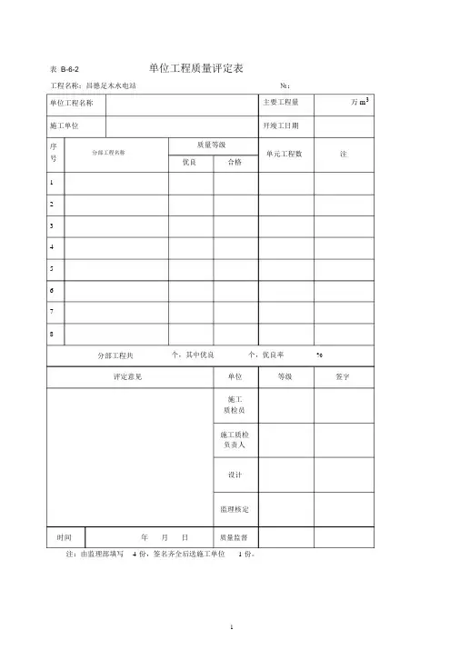 水电工程验收表格