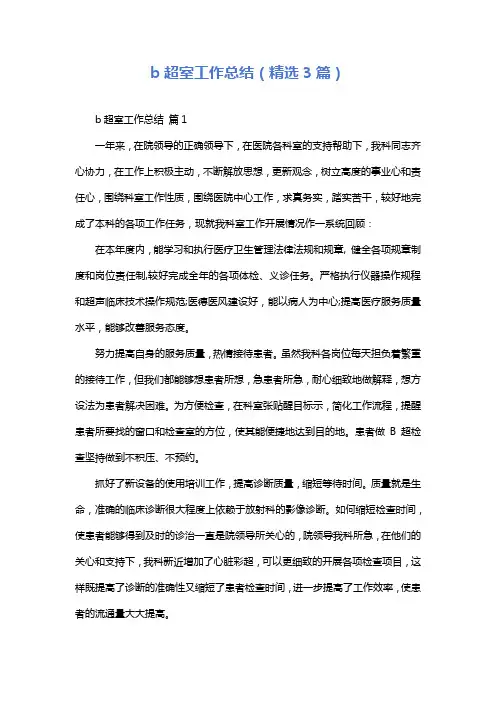 b超室工作总结(精选3篇)