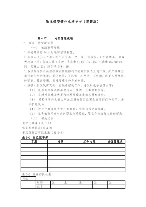 物业保安部作业指导书(完整版)
