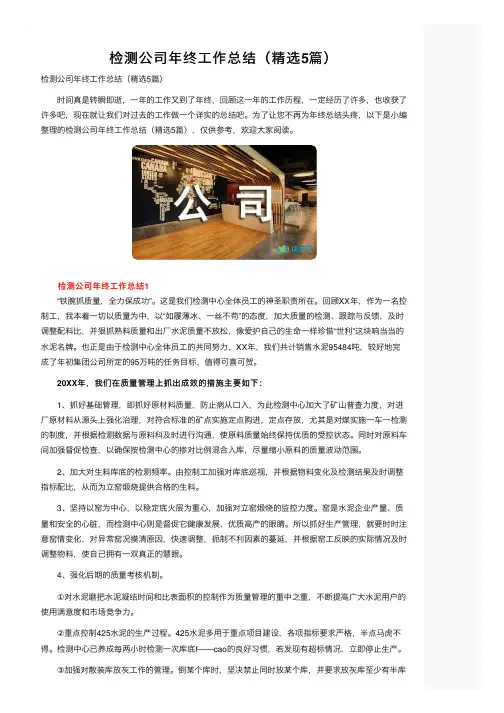 检测公司年终工作总结（精选5篇）