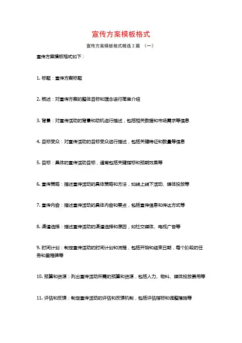 宣传方案模板格式2篇
