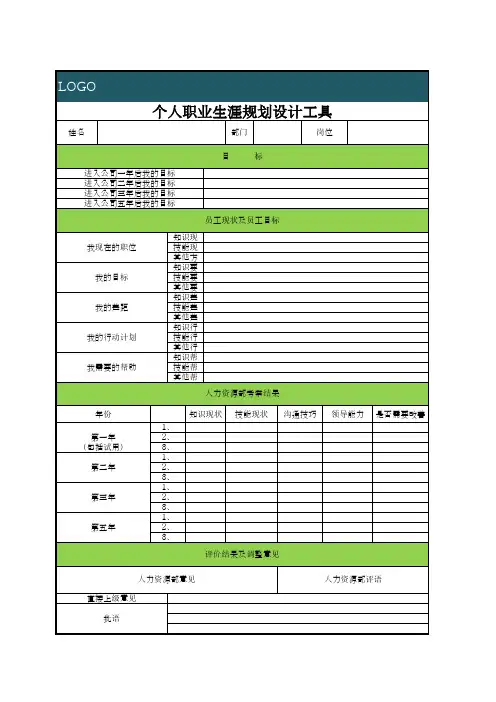 个人职业生涯规划表格