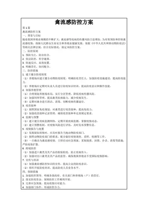 禽流感防控方案