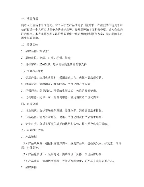 洗护品牌策划执行方案