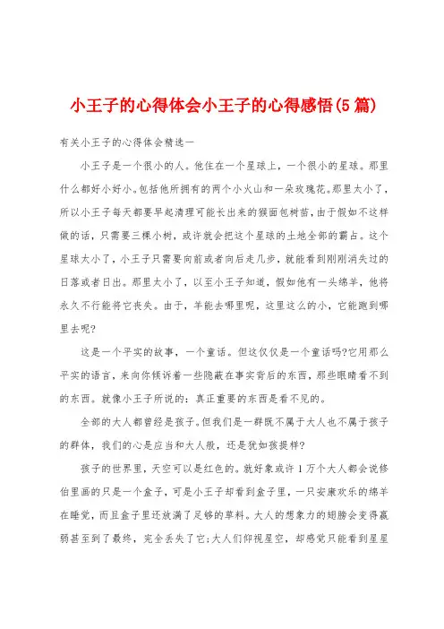 小王子的心得体会小王子的心得感悟(5篇)