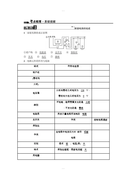 精选2019中考物理复习考点梳理：第22讲 生活用电