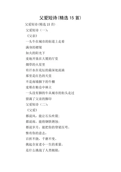 父爱短诗(精选15首)