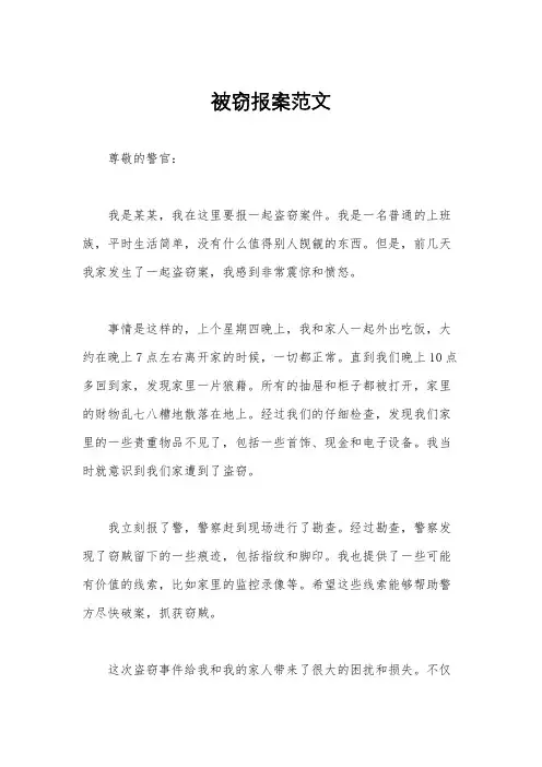 被窃报案范文