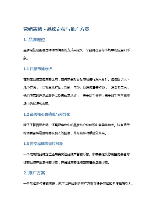 营销策略 - 品牌定位与推广方案